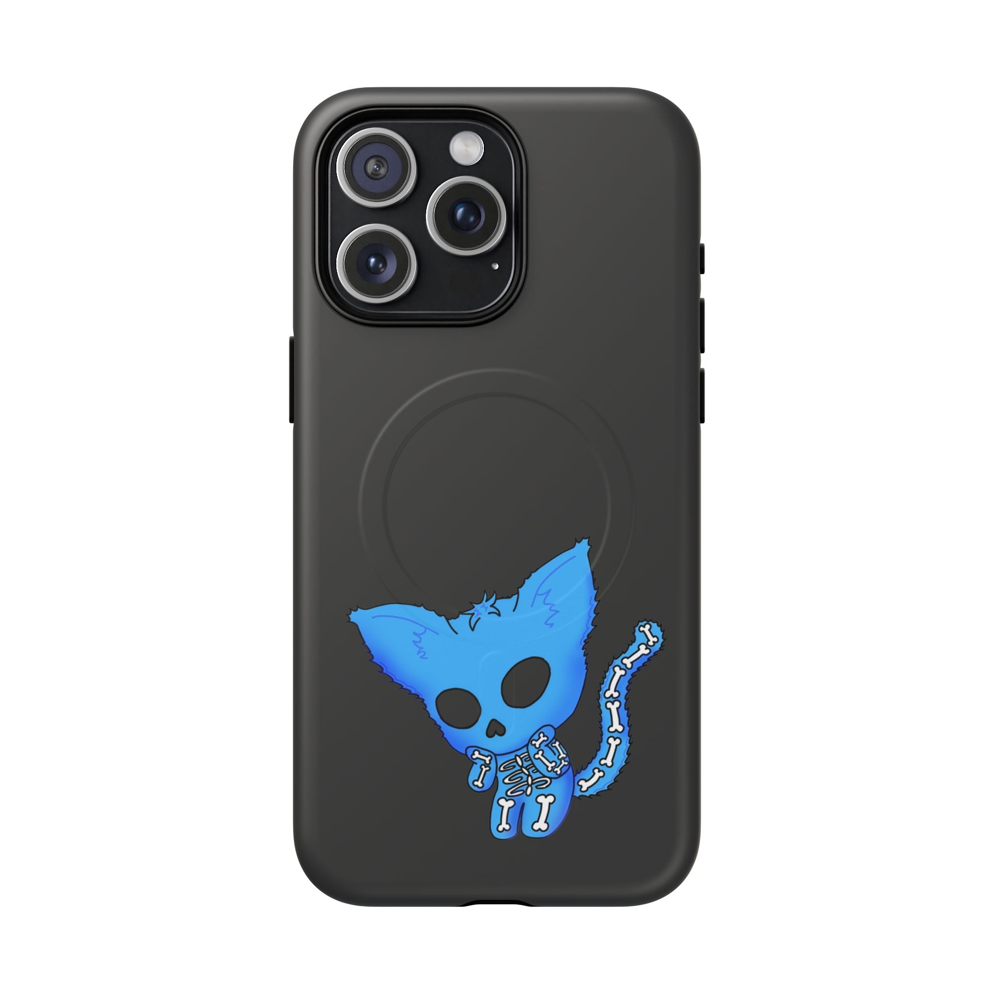 Blue Skeleton Cat Tough Magnetic Phone Case | Unique Design to Brain Frog