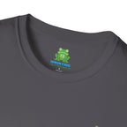 Brain Frog Design Signature T-Shirt - Small Green Brain Frog Logo Tee (Front Chest & Sleeve) - 100% Cotton / Cotton Blend