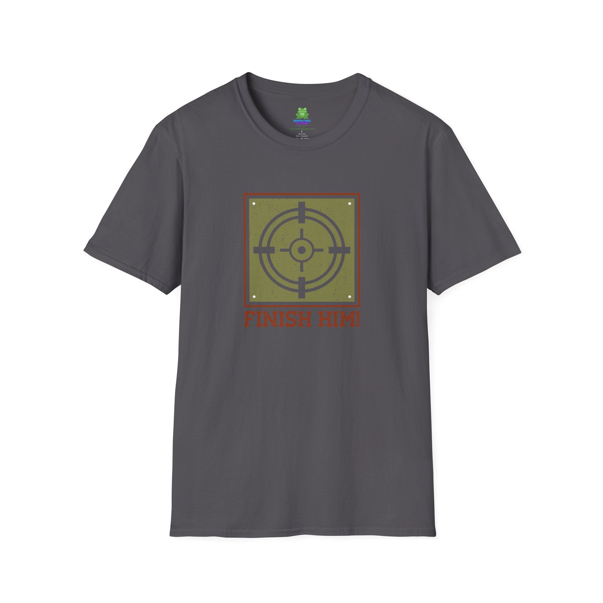Finish Him! Gamer Target Graphic T‑Shirt - 100% Cotton / Cotton Blend