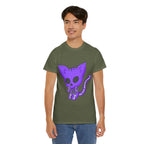 Purple Skeleton Cat Graphic Tee - Cute Creepy Kitty Shirt - 100% Cotton