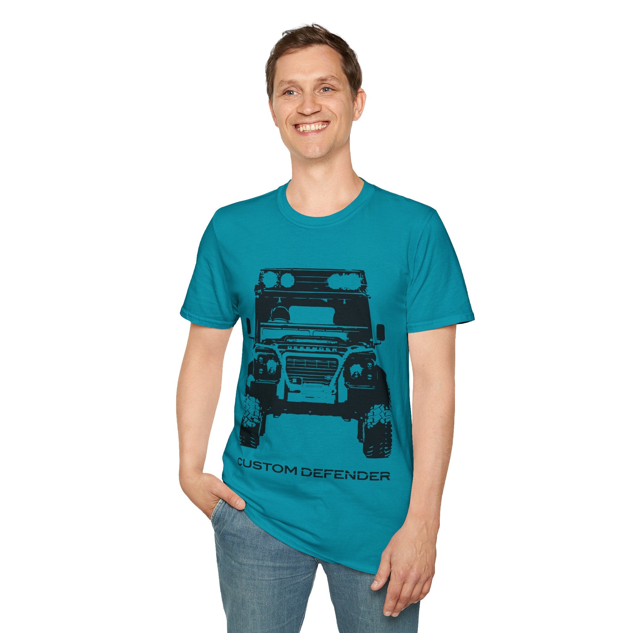 Defender Off-Road Shirt - "Custom Defender" Graphic 4x4 Adventure Tee - 100% Cotton / Cotton Blend