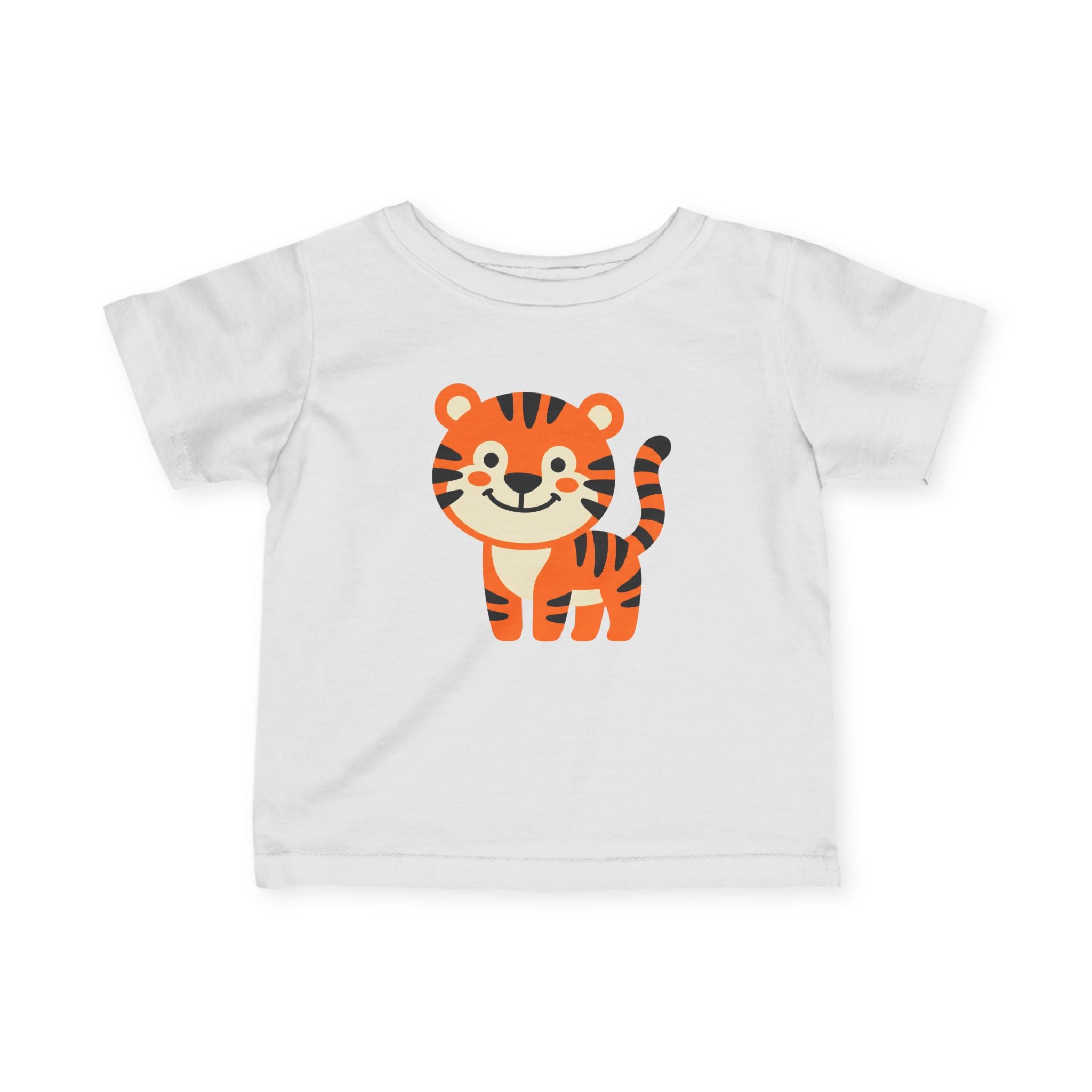 Infant Tee - Cute Smiling Tiger Baby Shirt | Toddler Jungle Animal Top - 100% Cotton - Various Colours