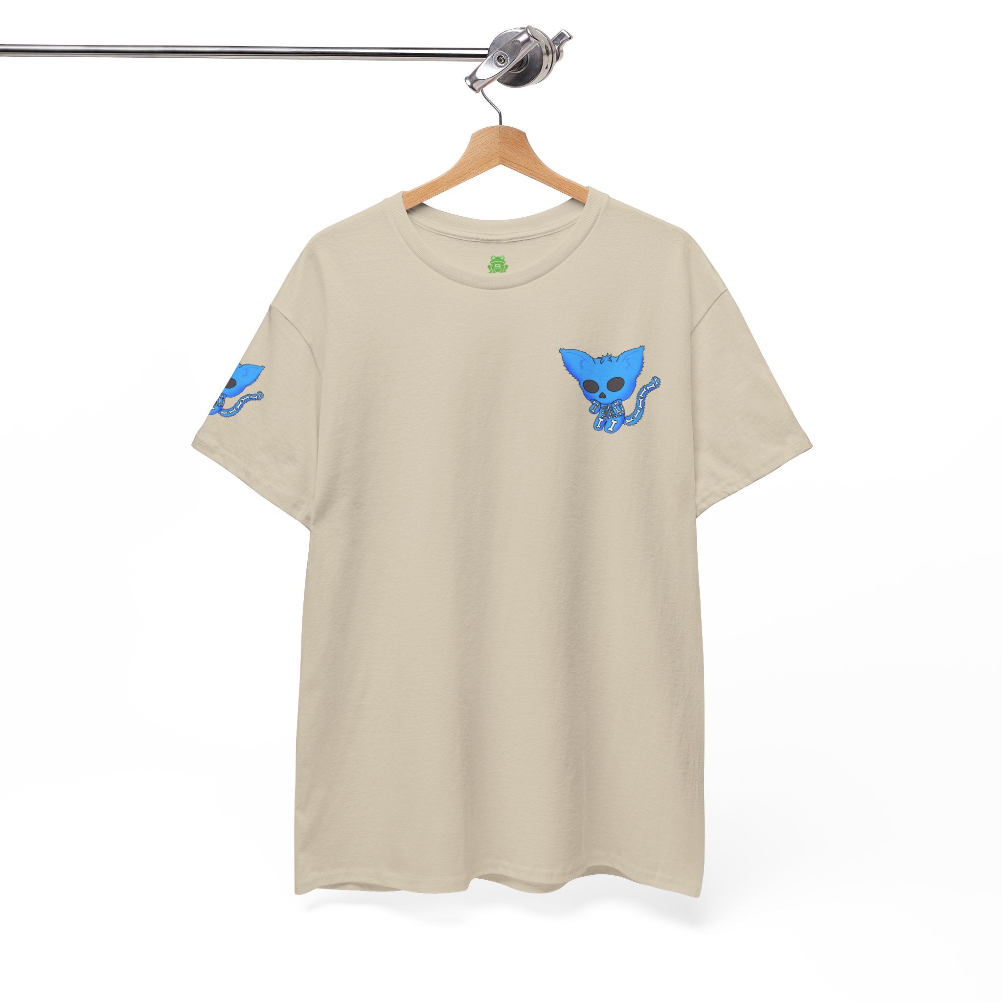 Blue Skeleton Cat Graphic Tee - Cute Creepy Kitty Shirt - 100% Cotton