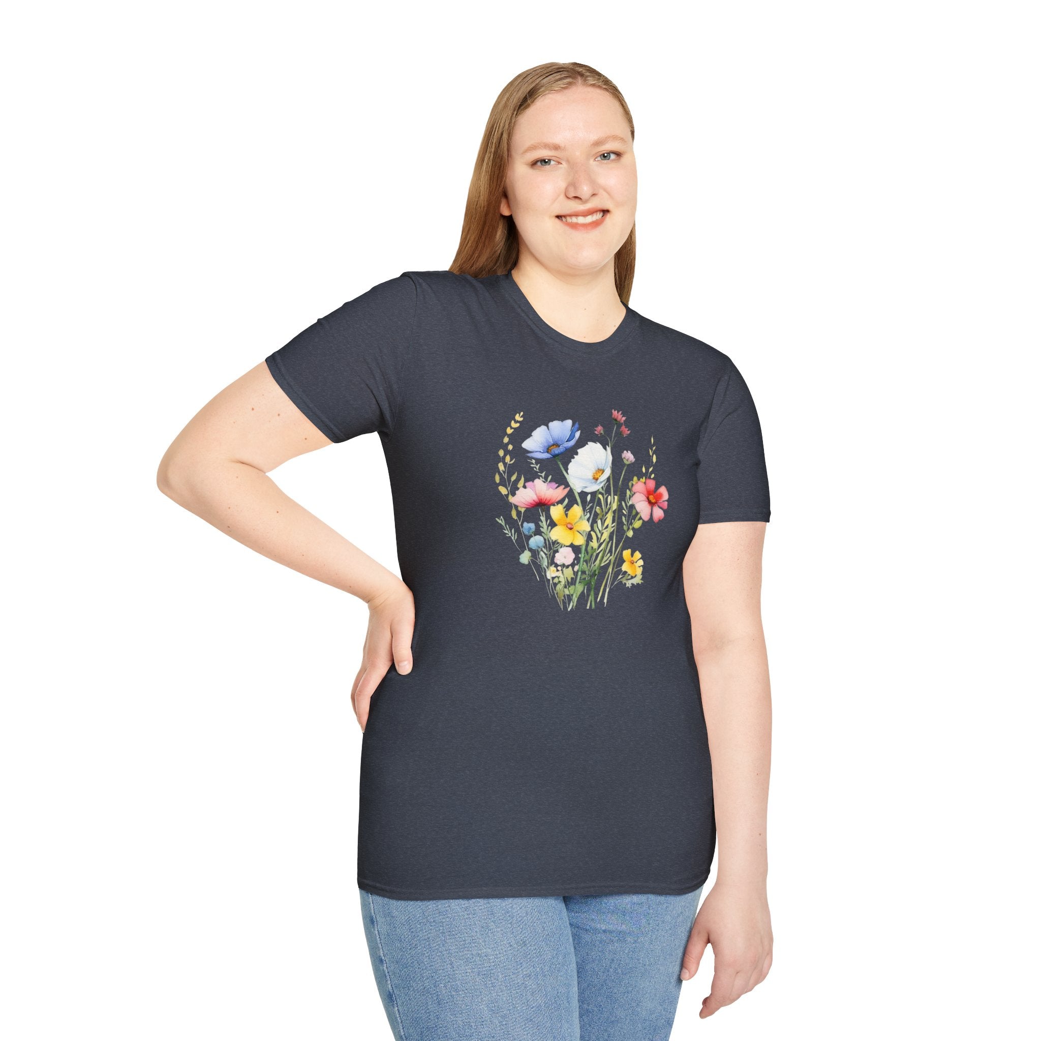 Floral Wildflower Bouquet T-Shirt - Pastel Garden Graphic Tee - 100% Cotton