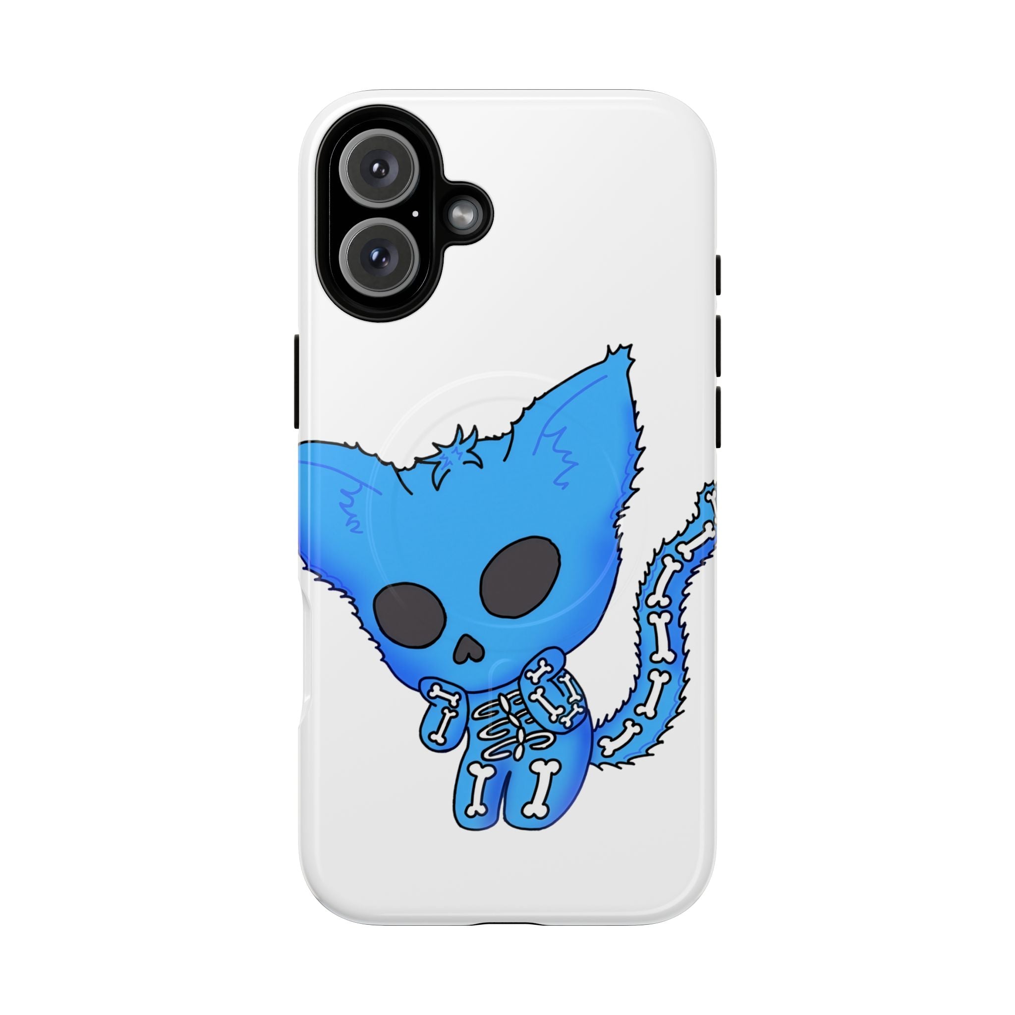 Blue Skeleton Cat Tough Magnetic Phone Case | Design by Jessica B