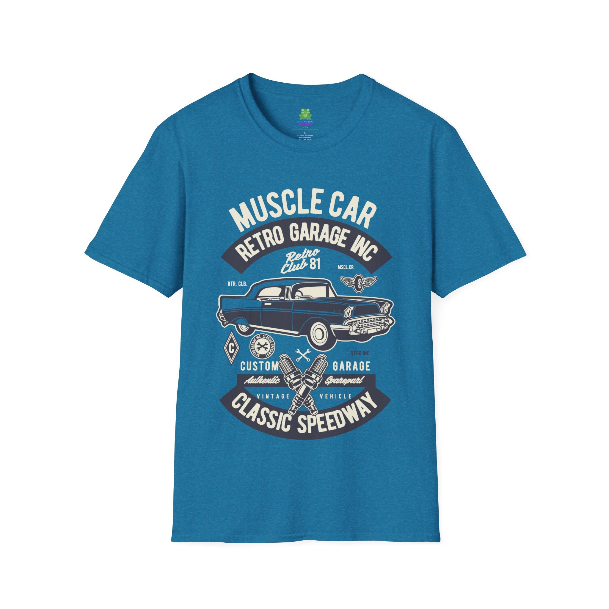 Retro Garage Muscle Car T-Shirt - Classic Speedway Vintage Auto Tee -100% Cotton
