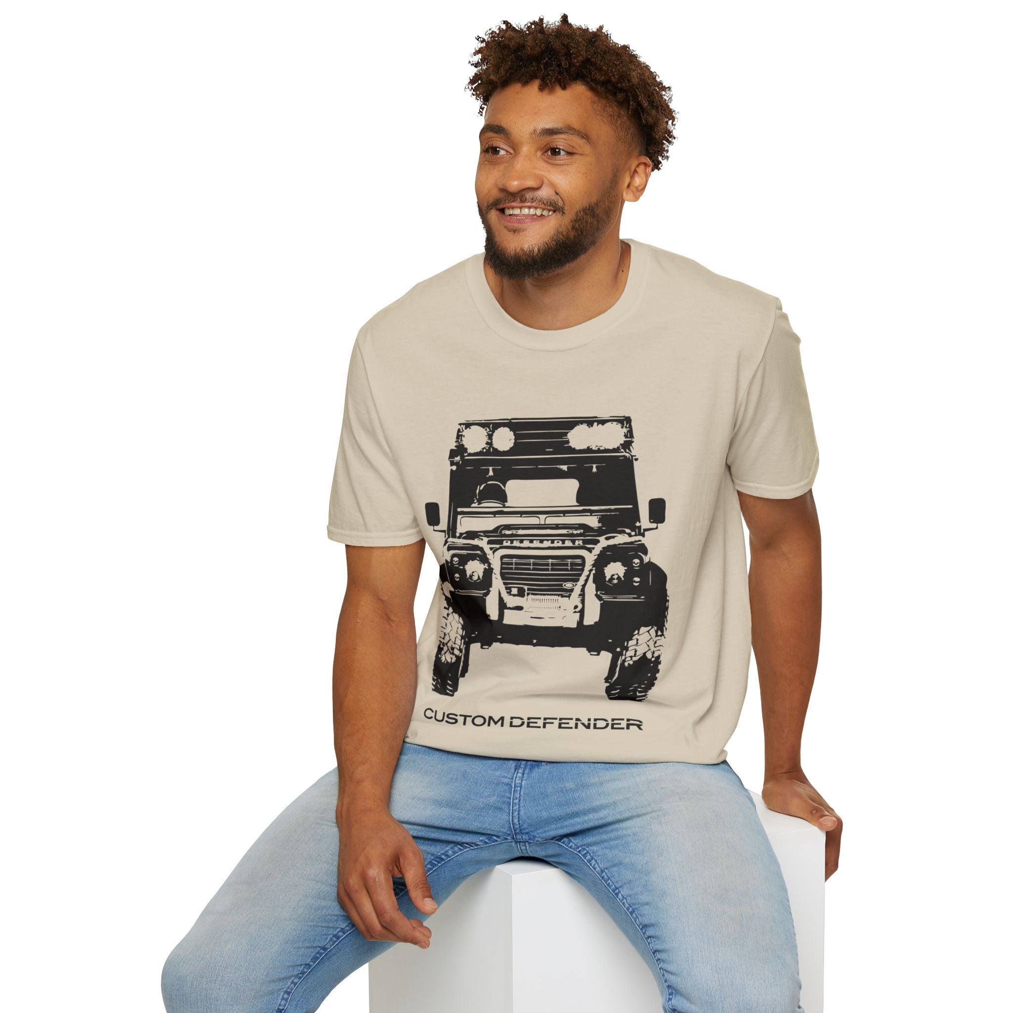 Defender Off-Road Shirt - "Custom Defender" Graphic 4x4 Adventure Tee - 100% Cotton / Cotton Blend
