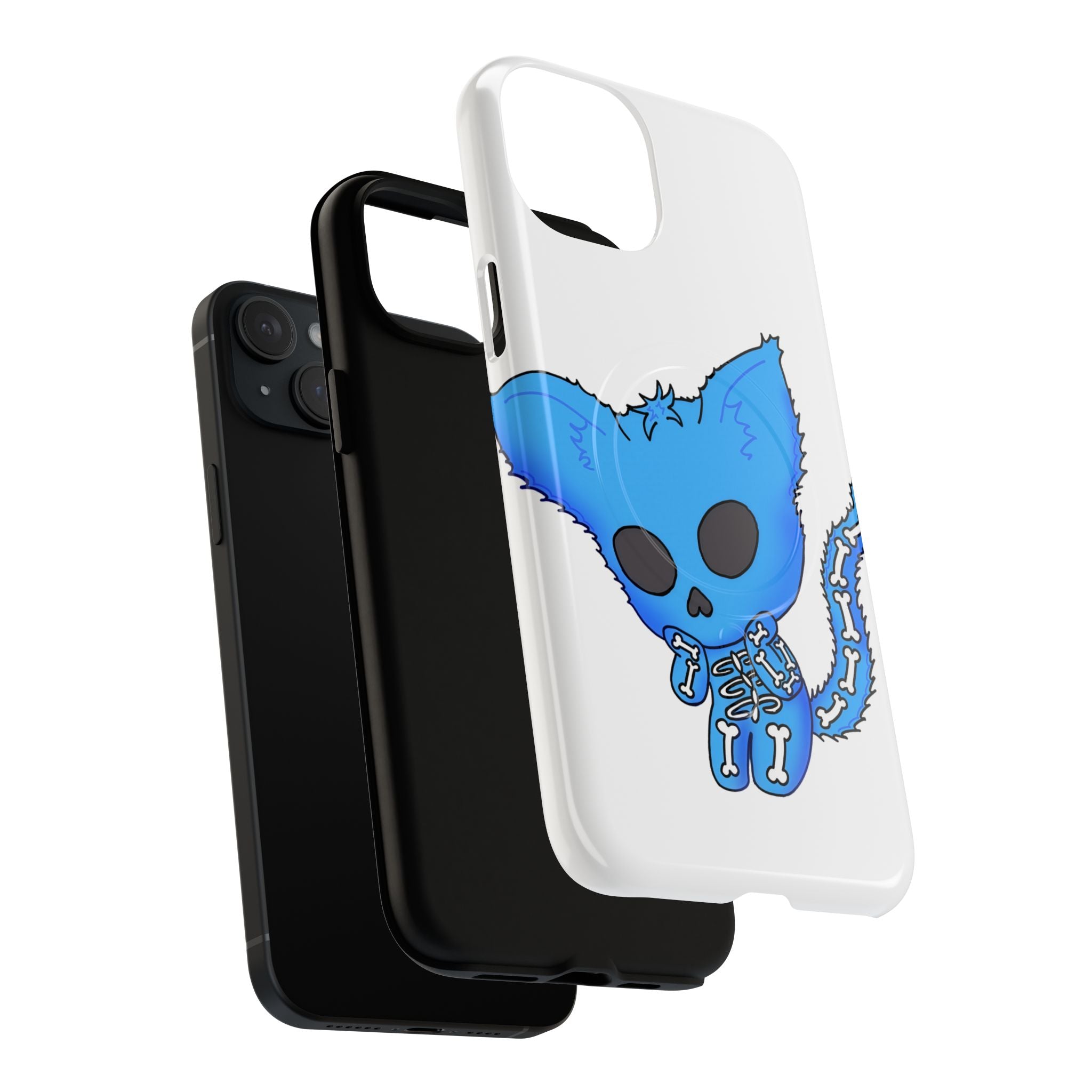Blue Skeleton Cat Tough Magnetic Phone Case | Design by Jessica B