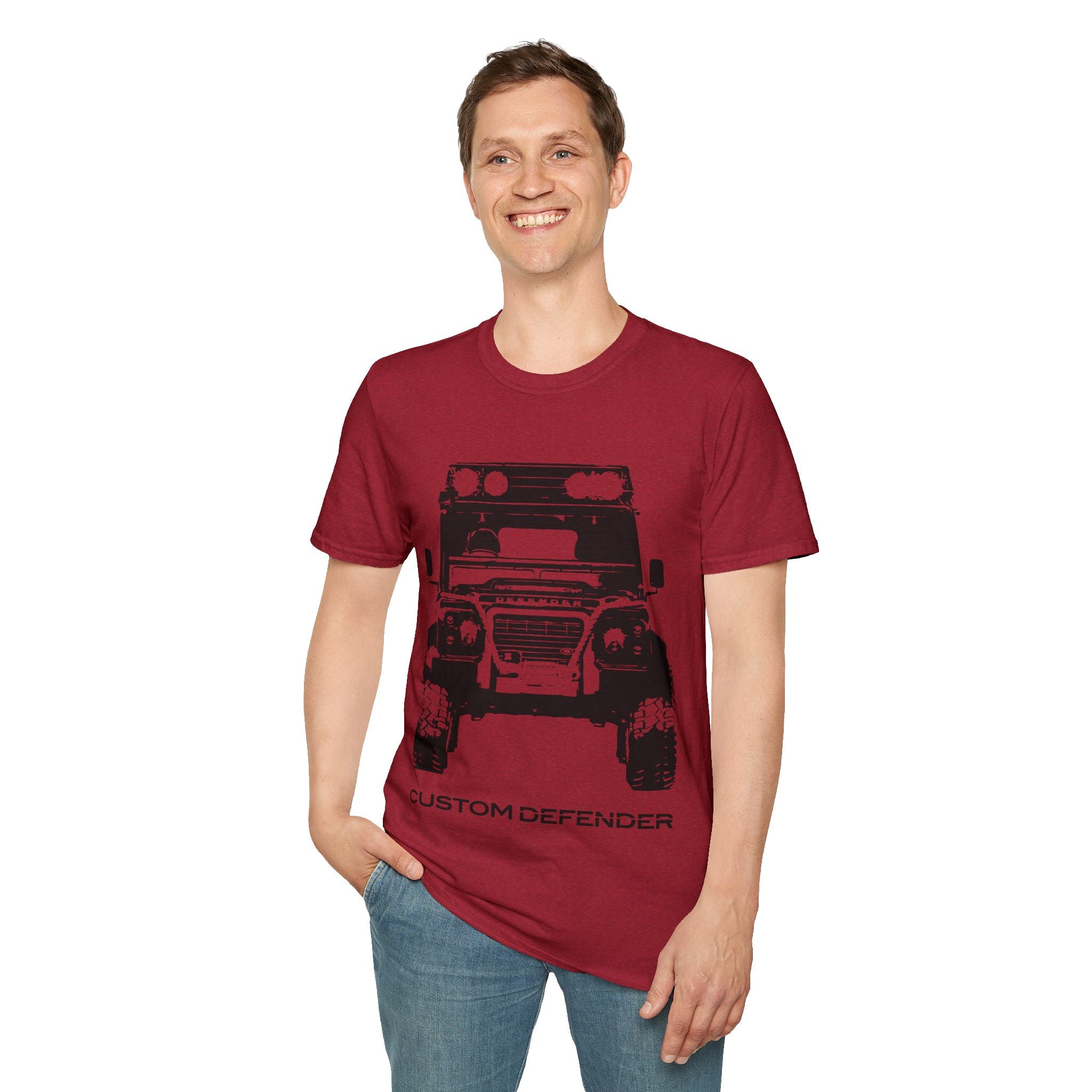 Defender Off-Road Shirt - "Custom Defender" Graphic 4x4 Adventure Tee - 100% Cotton / Cotton Blend