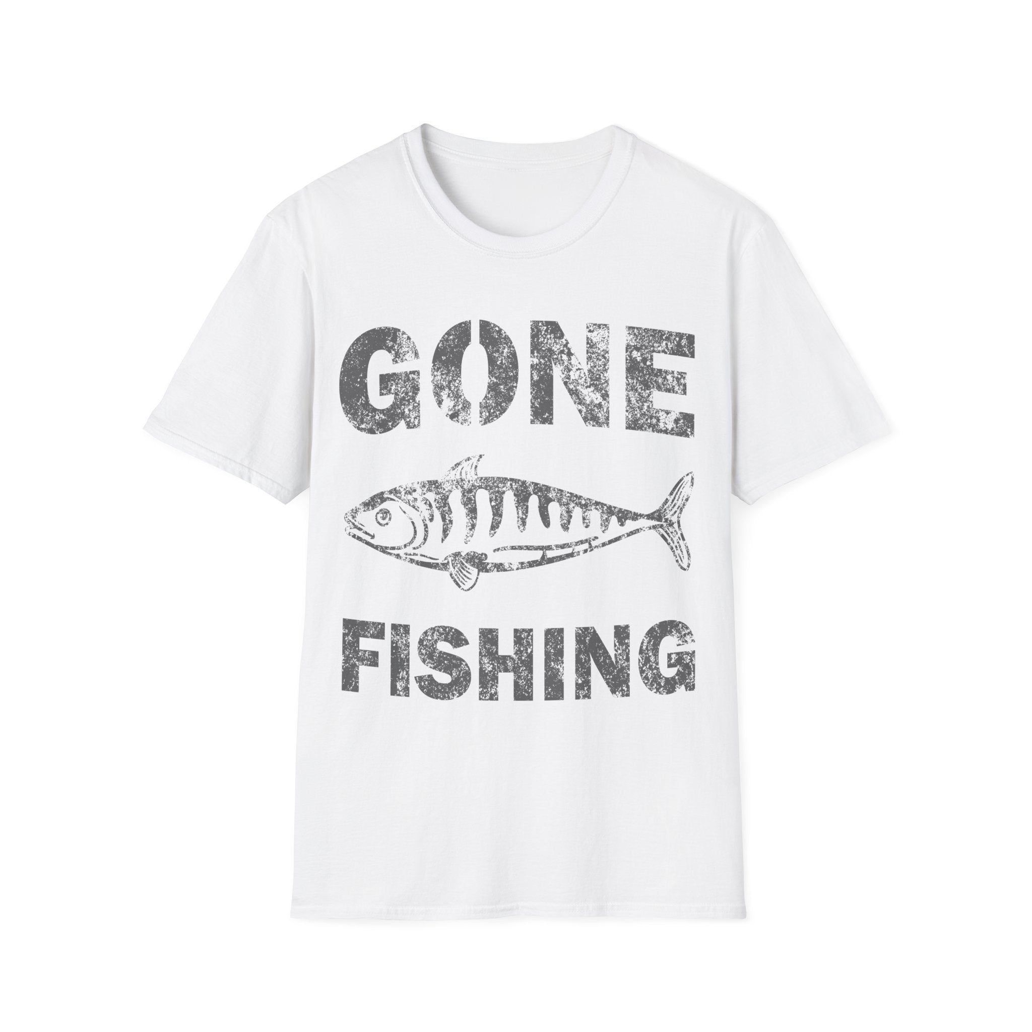 Gone Fishing T-Shirt — Distressed Vintage Fish Graphic, Fishing Gift for Anglers - 100% Cotton / Cotton Blend