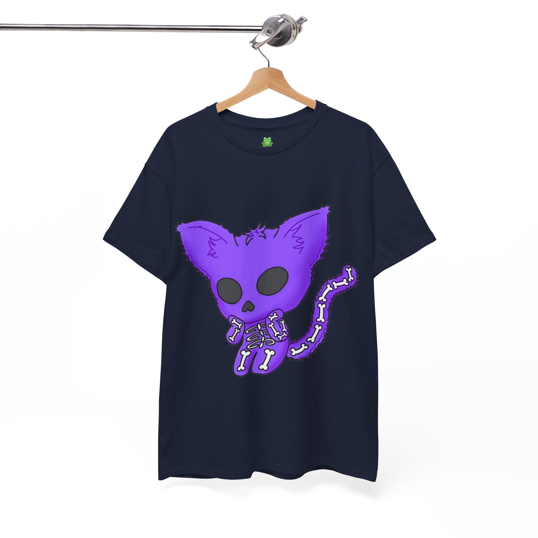 Purple Skeleton Cat Graphic Tee - Cute Creepy Kitty Shirt - 100% Cotton