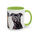 Staffy Dog Portrait Accent Coffee Mug (11/15oz) - Staffordshire Bull Terrier Portrait Mug