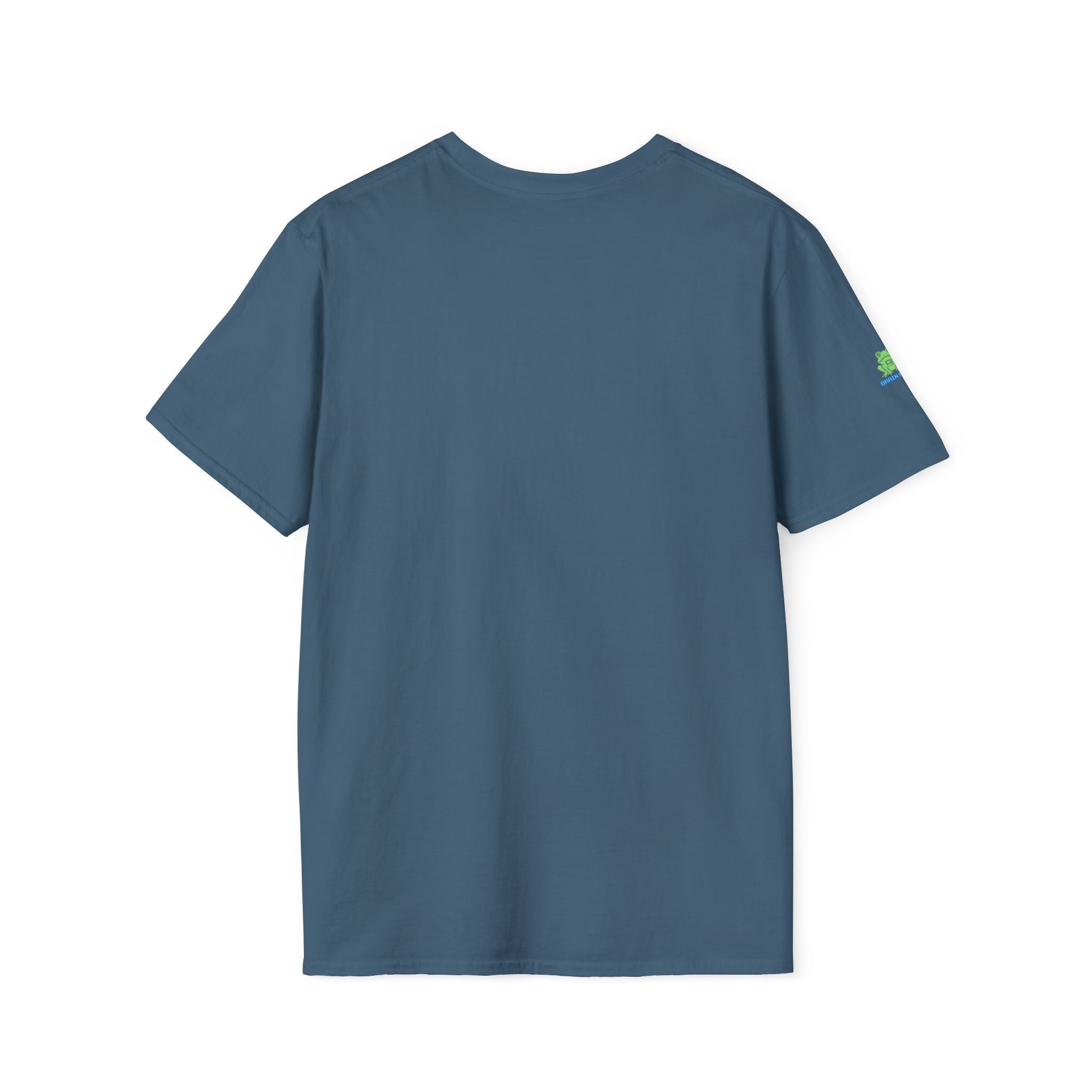 Brain Frog Design Signature T-Shirt - Small Green Brain Frog Logo Tee (Front Chest & Sleeve) - 100% Cotton