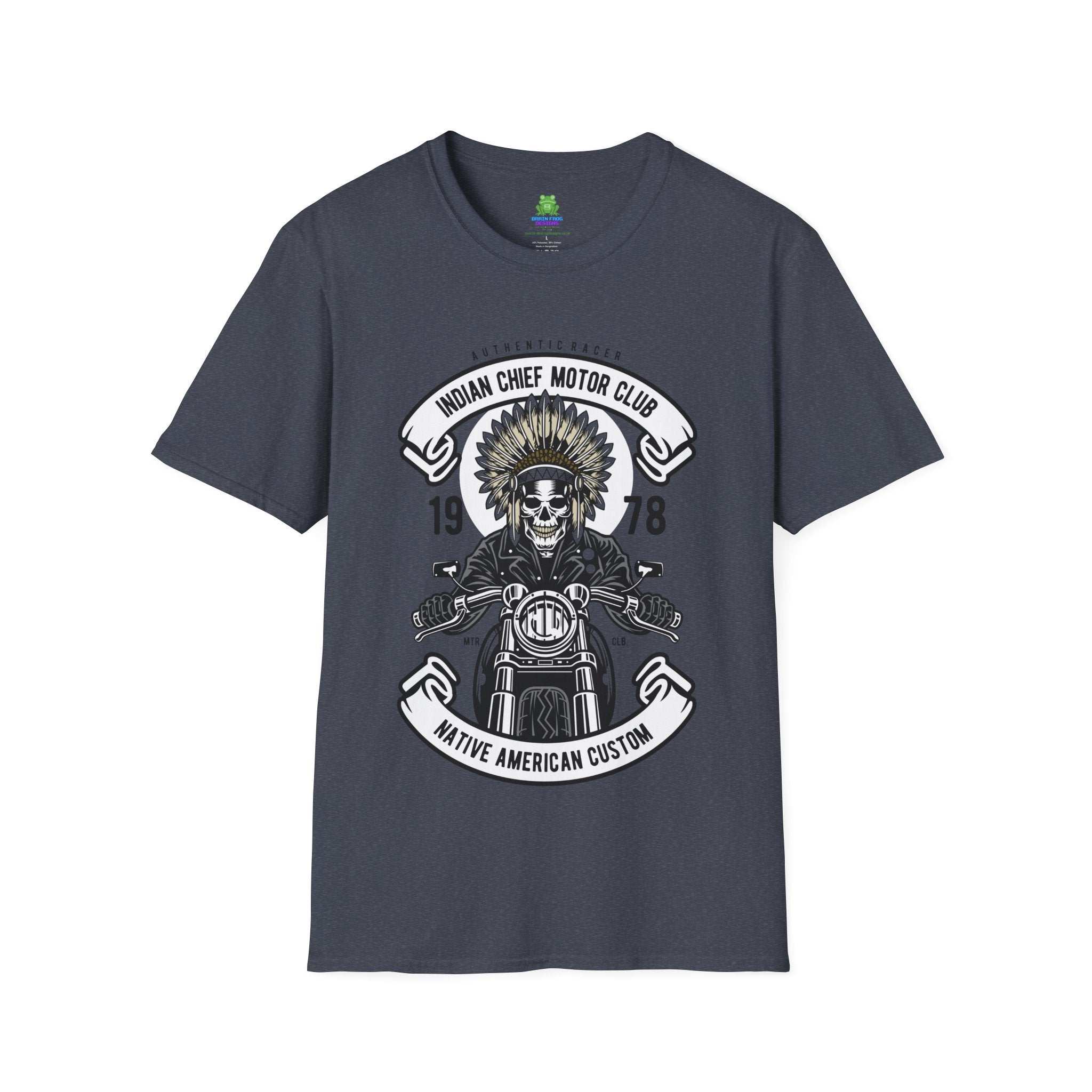 Motorcycle Club T-Shirt - 'Indian Chief Motor Club' Vintage Skull Rider Tee - 100% Cotton