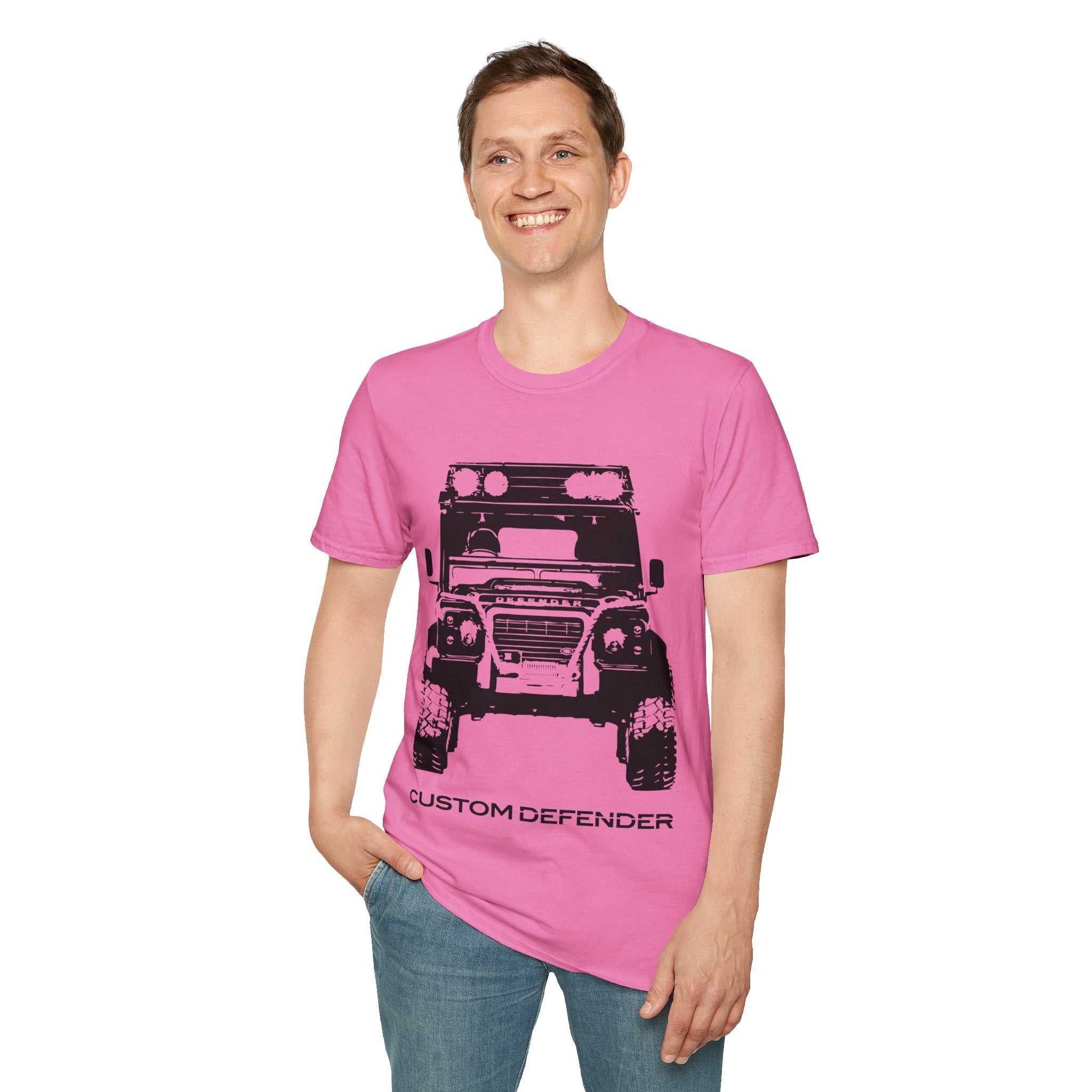Defender Off-Road Shirt - "Custom Defender" Graphic 4x4 Adventure Tee - 100% Cotton / Cotton Blend