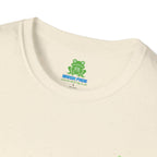 Brain Frog Design Signature T-Shirt - Small Green Brain Frog Logo Tee (Front Chest & Sleeve) - 100% Cotton / Cotton Blend