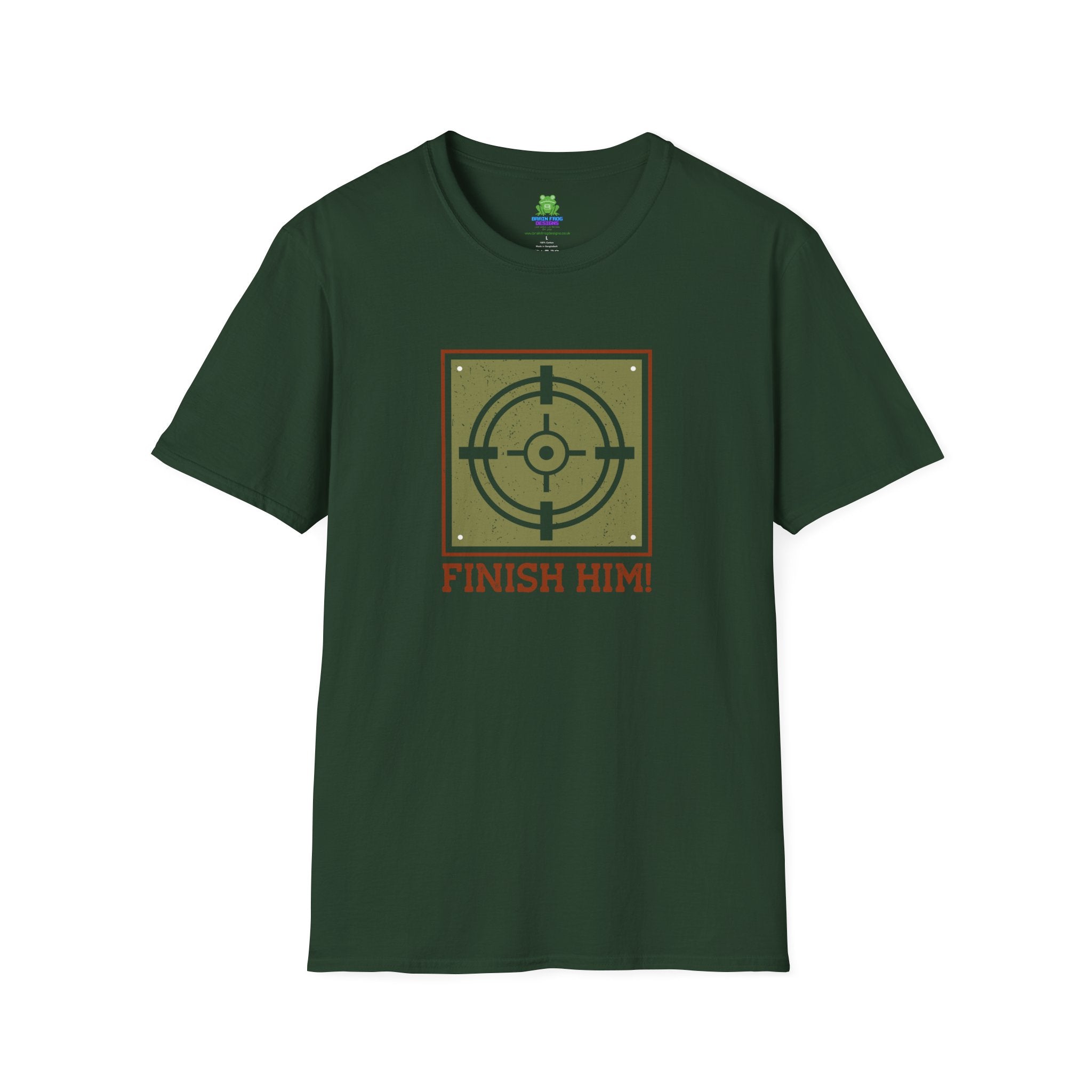Finish Him! Gamer Target Graphic T‑Shirt - 100% Cotton / Cotton Blend