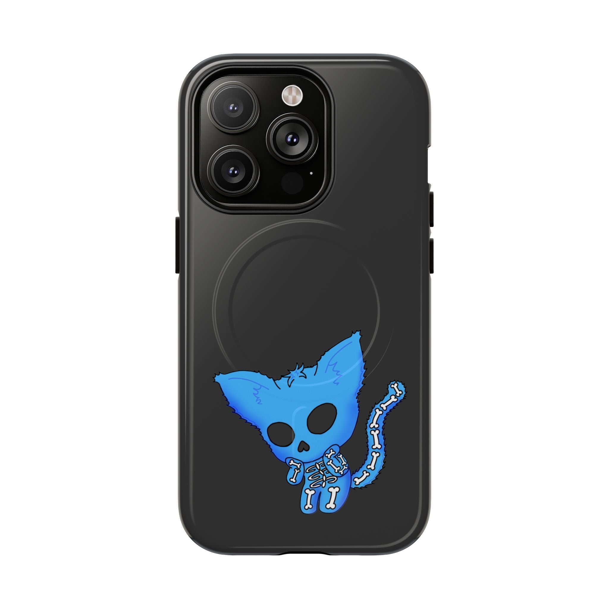 Blue Skeleton Cat Tough Magnetic Phone Case | Unique Design to Brain Frog