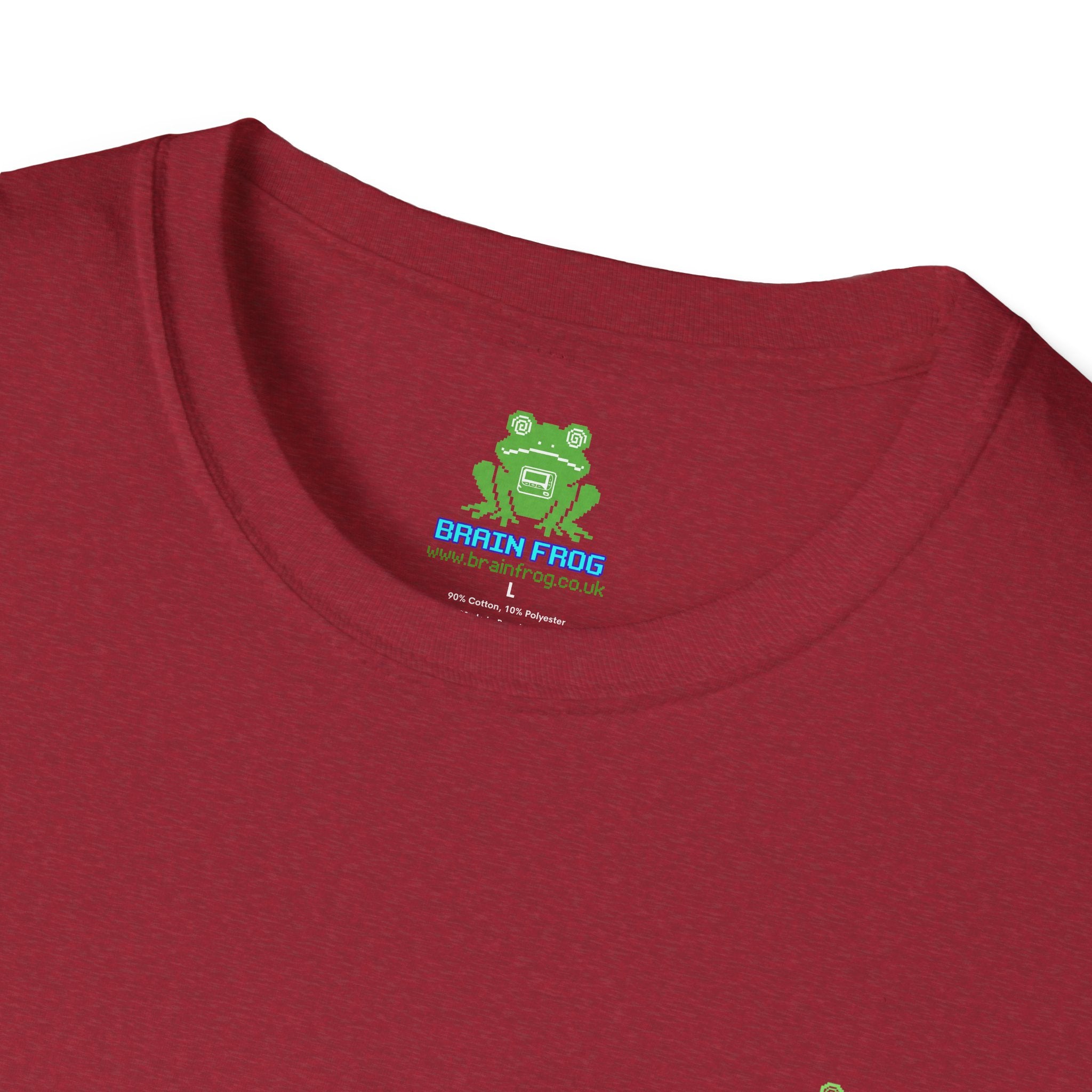 Brain Frog Design Signature T-Shirt - Small Green Brain Frog Logo Tee (Front Chest & Sleeve) - 100% Cotton / Cotton Blend