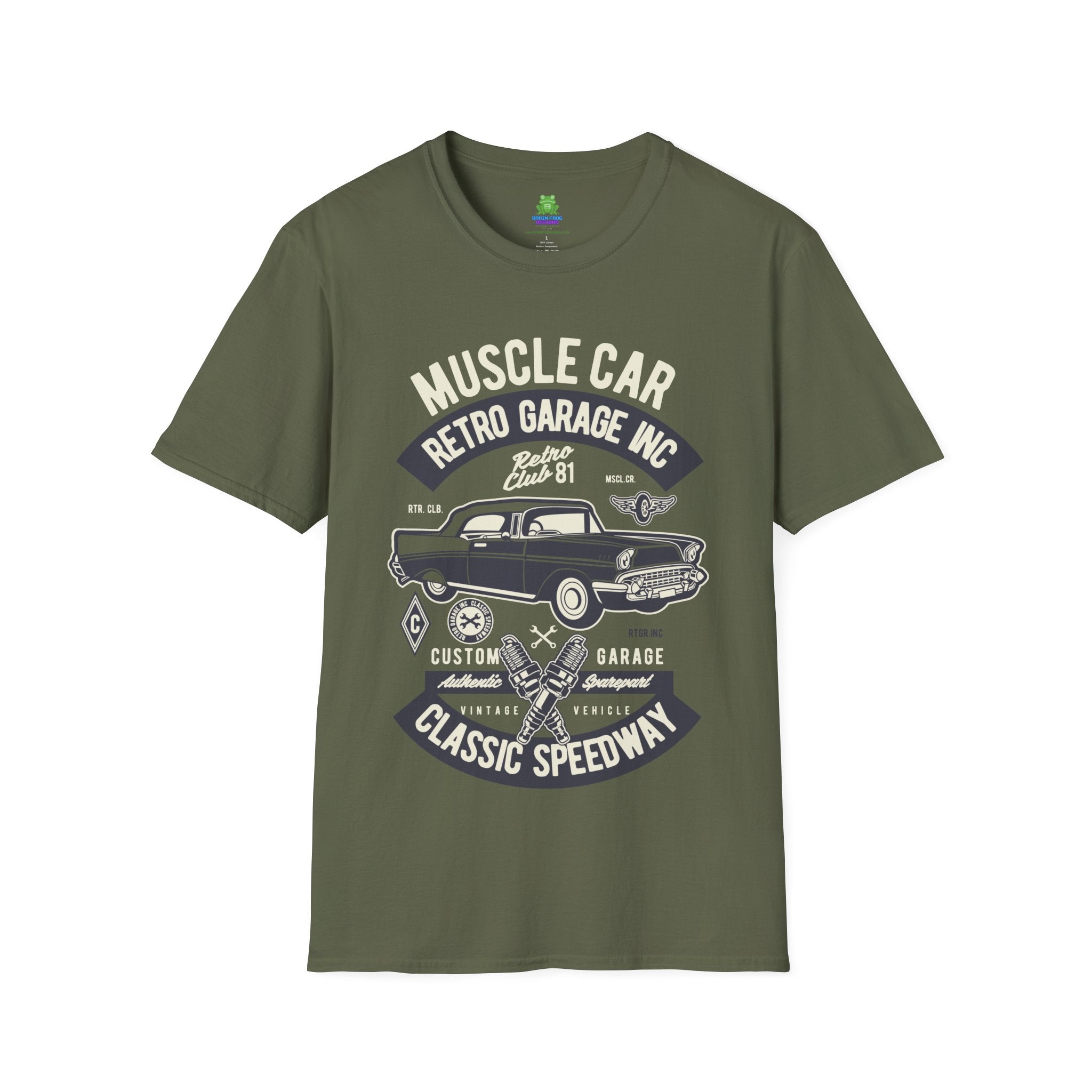 Retro Garage Muscle Car T-Shirt - Classic Speedway Vintage Auto Tee -100% Cotton