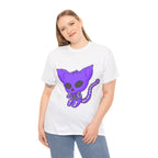 Purple Skeleton Cat Graphic Tee - Cute Creepy Kitty Shirt - 100% Cotton