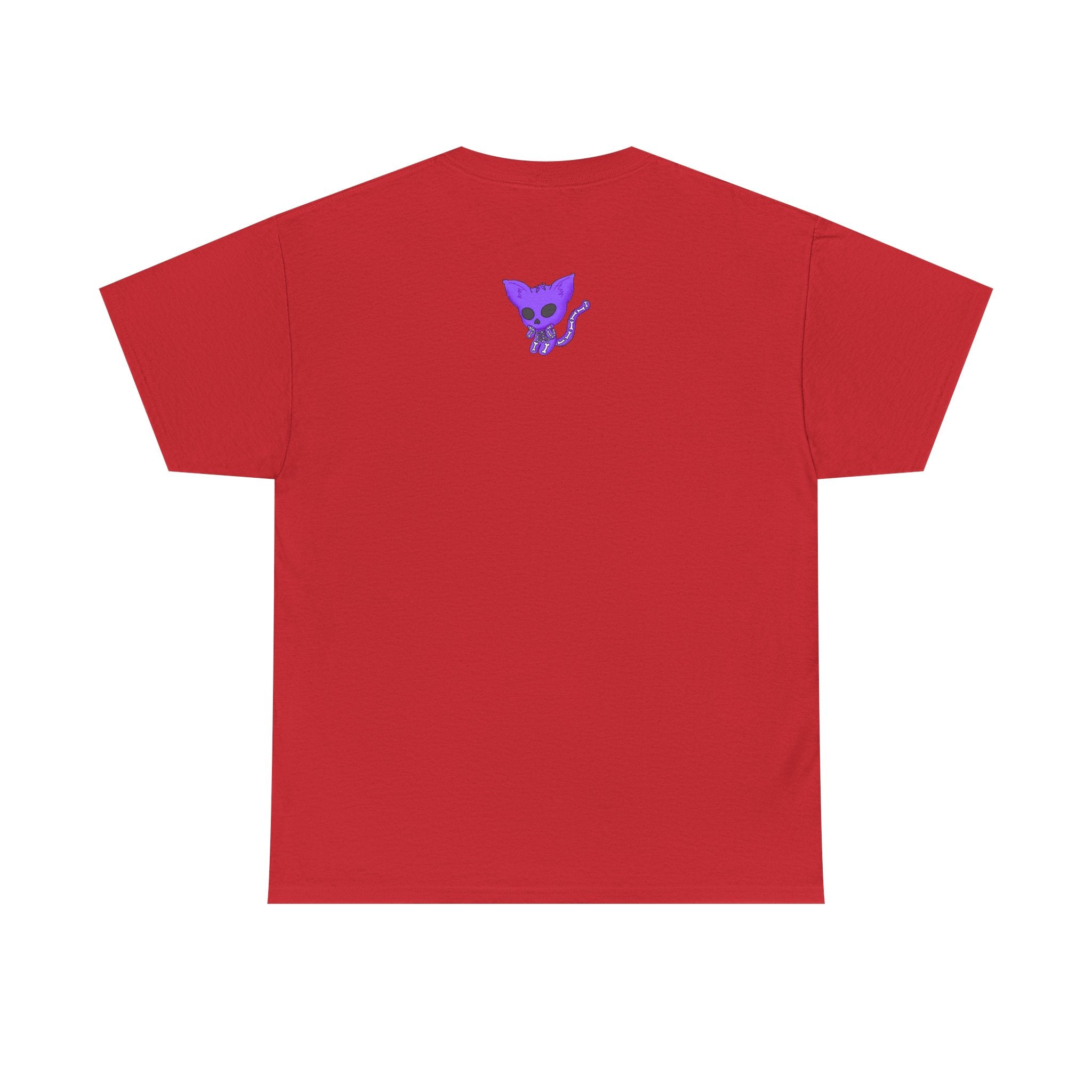 Purple Skeleton Cat Graphic Tee - Cute Creepy Kitty Shirt - 100% Cotton