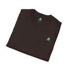 Brain Frog Design Signature T-Shirt - Small Green Brain Frog Logo Tee (Front Chest & Sleeve) - 100% Cotton