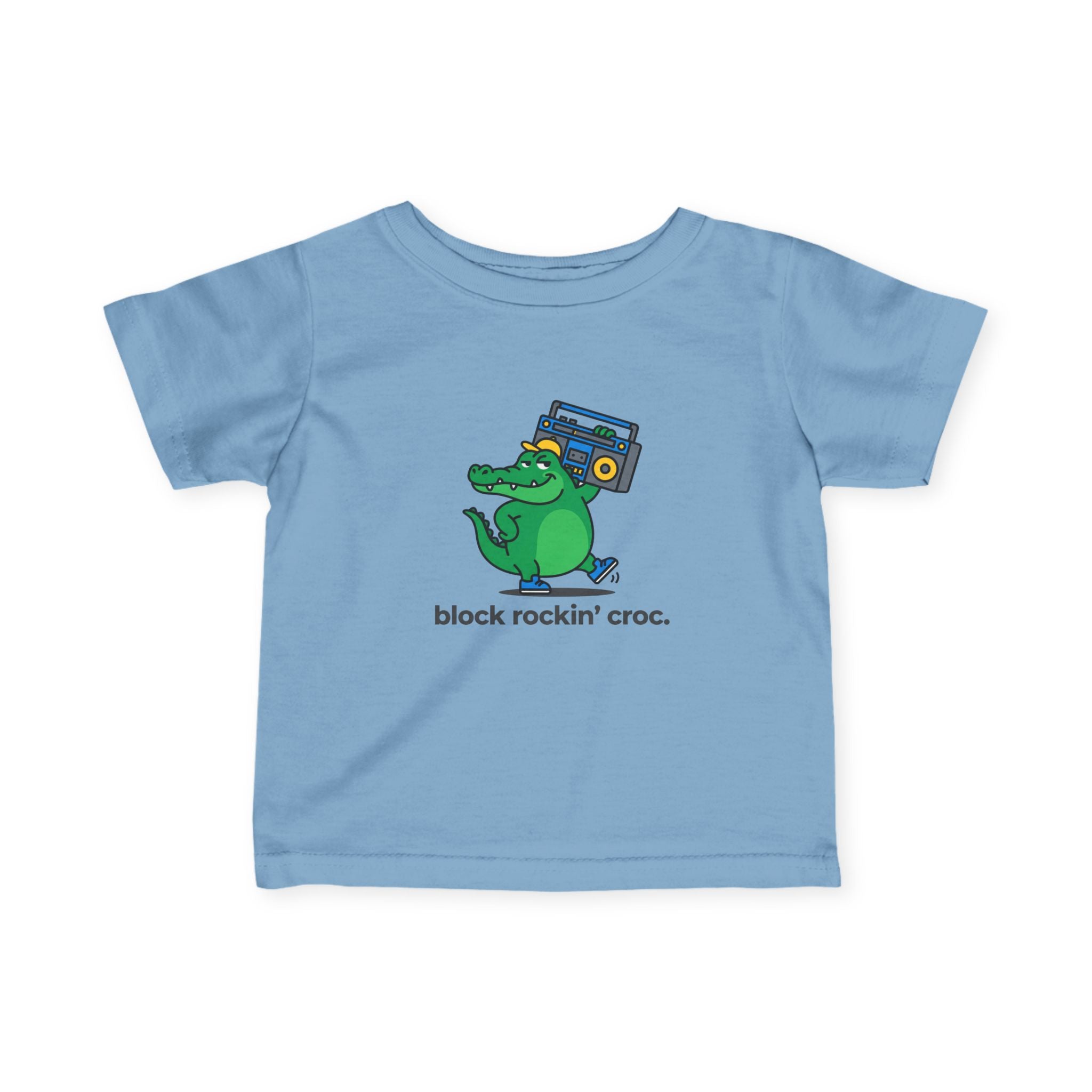 Infant Tee - 'Block Rockin' Croc' Cute Alligator Baby Shirt - 100% Cotton
