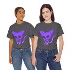 Purple Skeleton Cat Graphic Tee - Cute Creepy Kitty Shirt - 100% Cotton