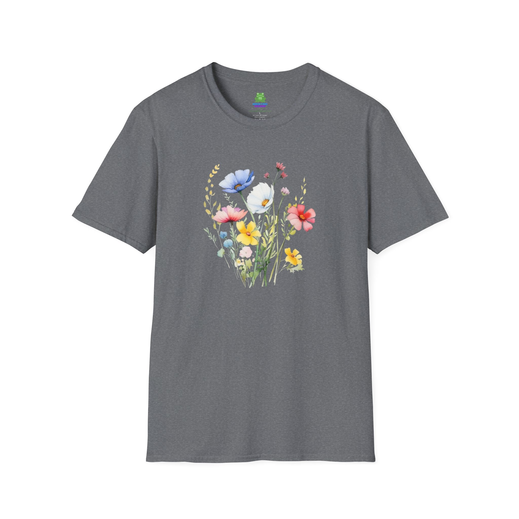 Floral Wildflower Bouquet T-Shirt - Pastel Garden Graphic Tee - 100% Cotton