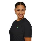 Brain Frog Design Signature T-Shirt - Small Green Brain Frog Logo Tee (Front Chest & Sleeve) - 100% Cotton / Cotton Blend