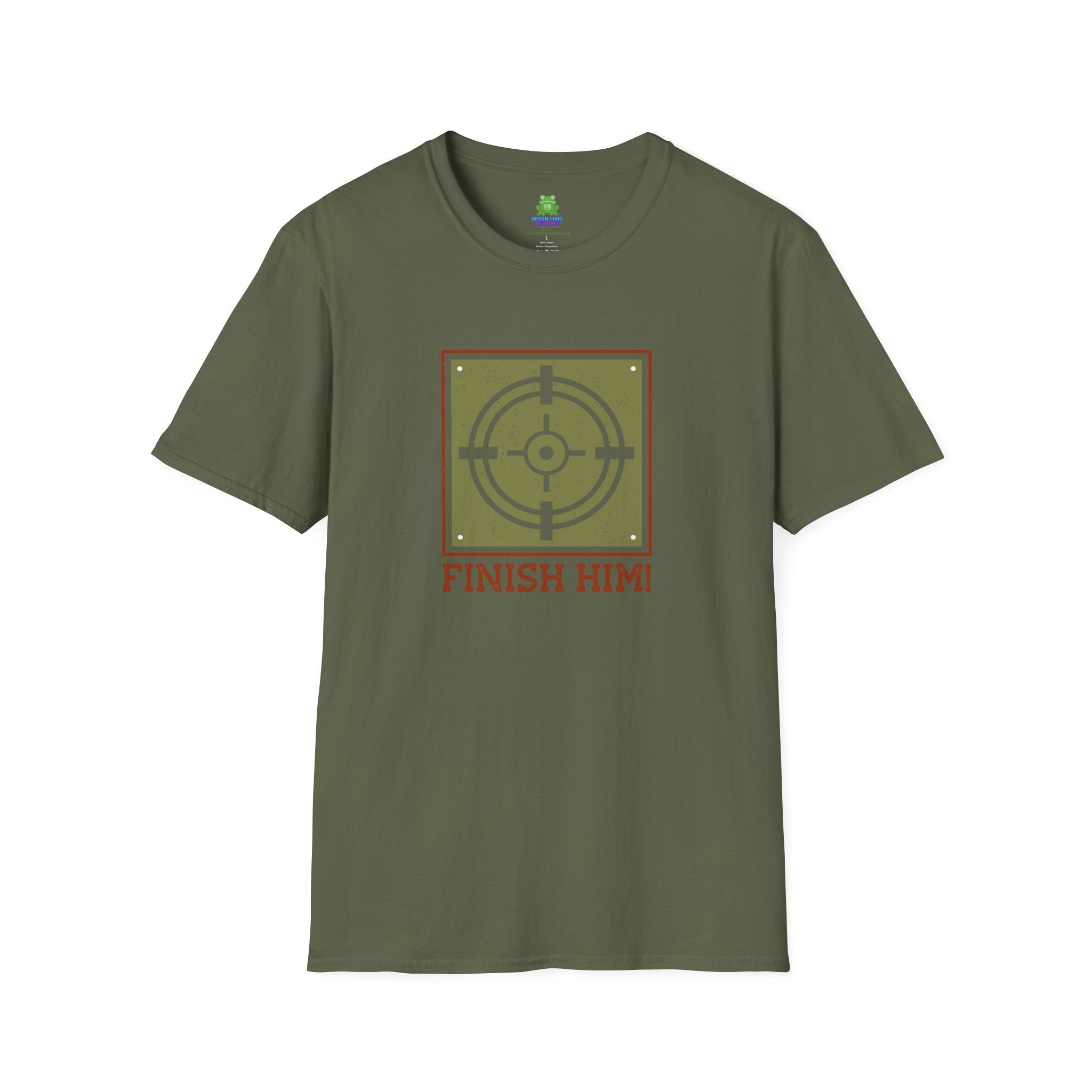 Finish Him! Gamer Target Graphic T‑Shirt - 100% Cotton / Cotton Blend