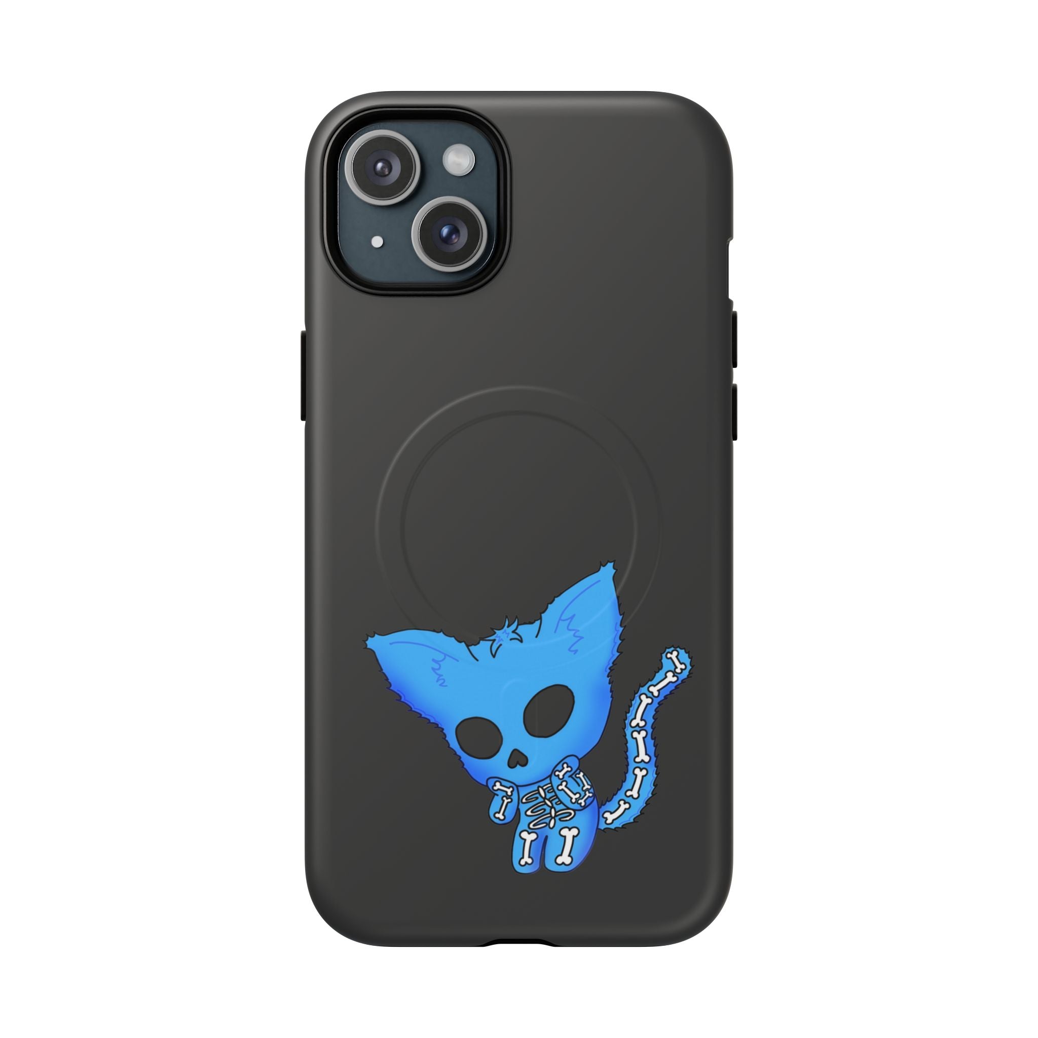 Blue Skeleton Cat Tough Magnetic Phone Case | Unique Design to Brain Frog