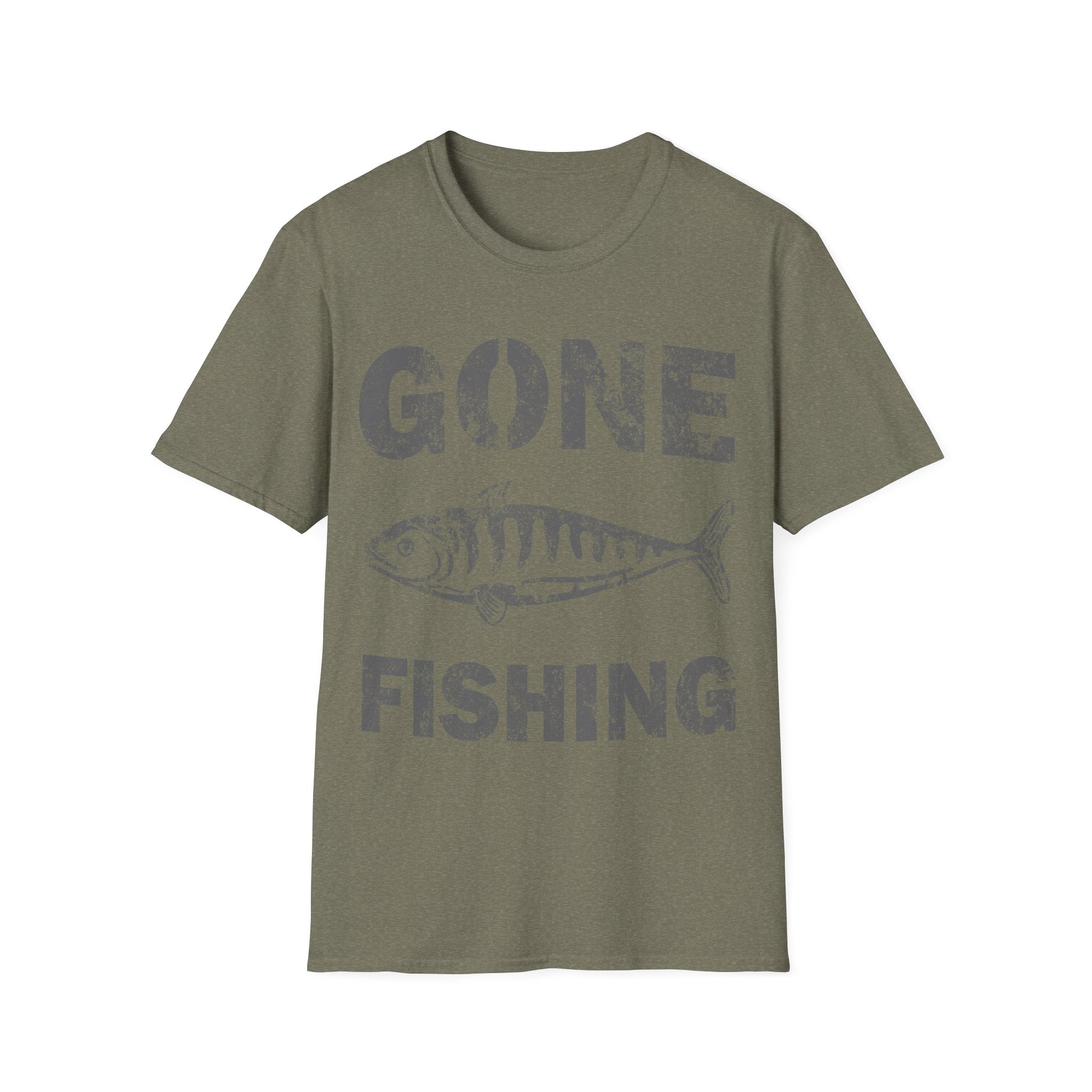 Gone Fishing T-Shirt — Distressed Vintage Fish Graphic, Fishing Gift for Anglers - 100% Cotton / Cotton Blend
