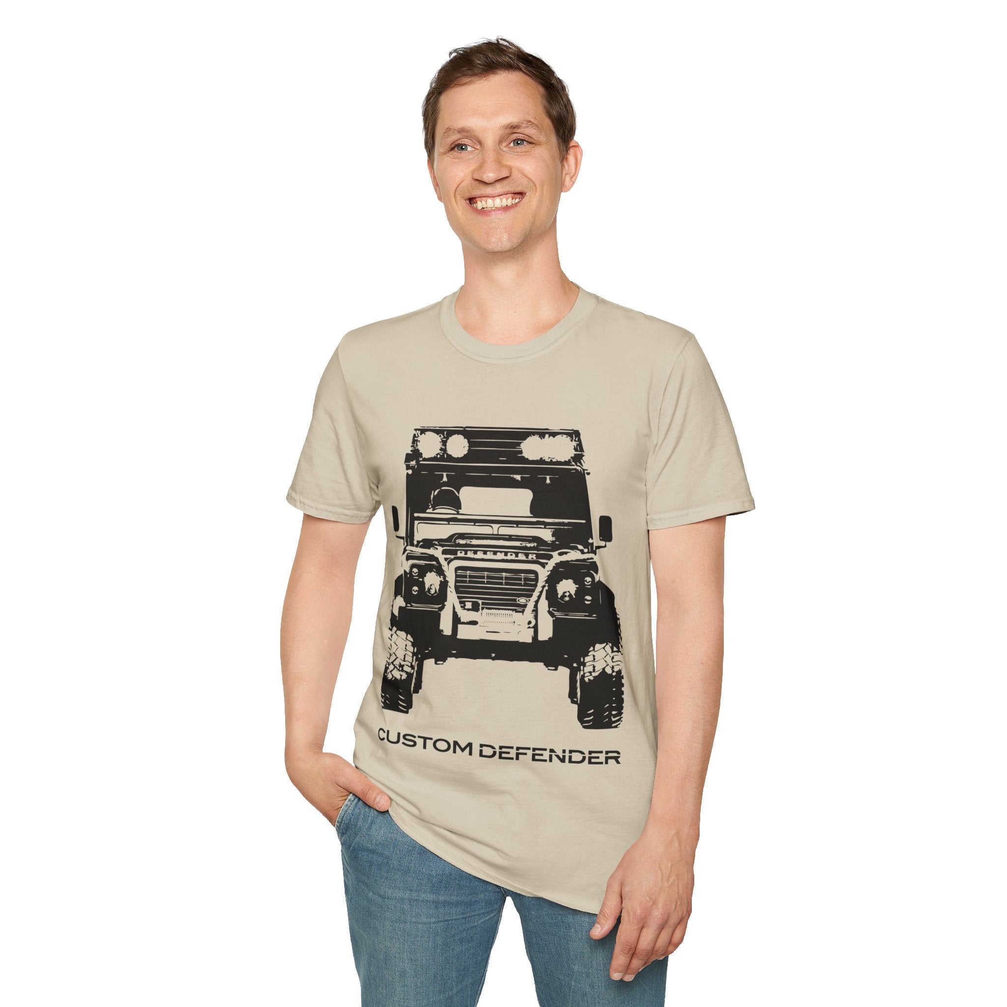 Defender Off-Road Shirt - "Custom Defender" Graphic 4x4 Adventure Tee - 100% Cotton / Cotton Blend