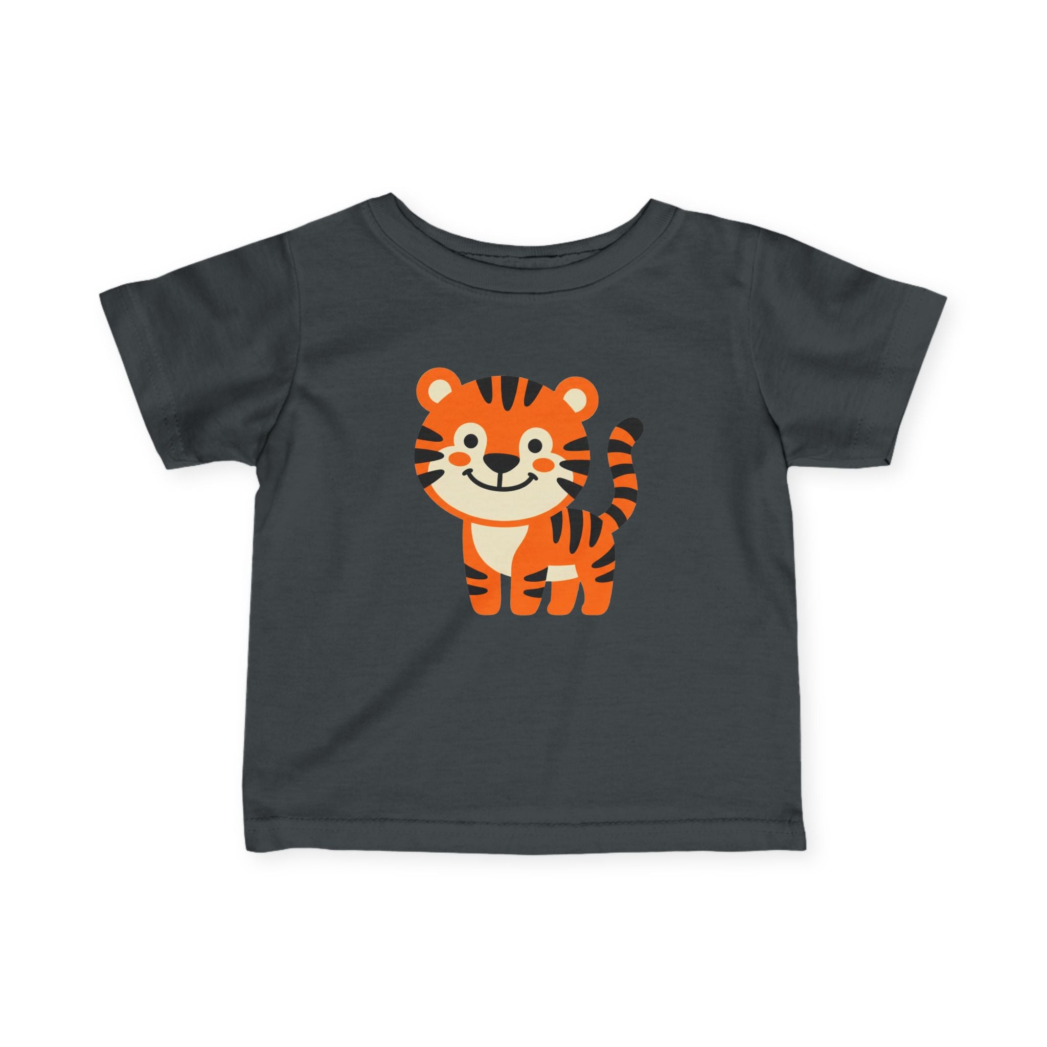 Infant Tee - Cute Smiling Tiger Baby Shirt | Toddler Jungle Animal Top - 100% Cotton - Various Colours