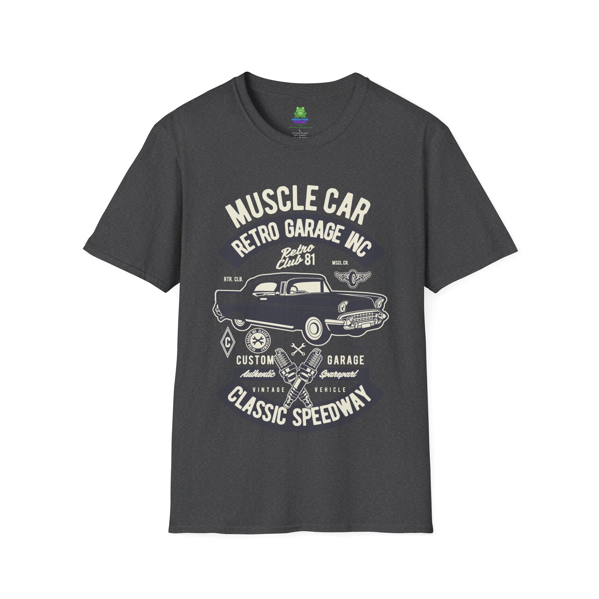 Retro Garage Muscle Car T-Shirt - Classic Speedway Vintage Auto Tee -100% Cotton